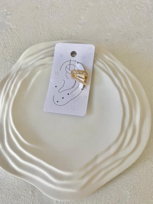 Kristal Taşlı Üçlü Earcuff Kıkırdak Küpe