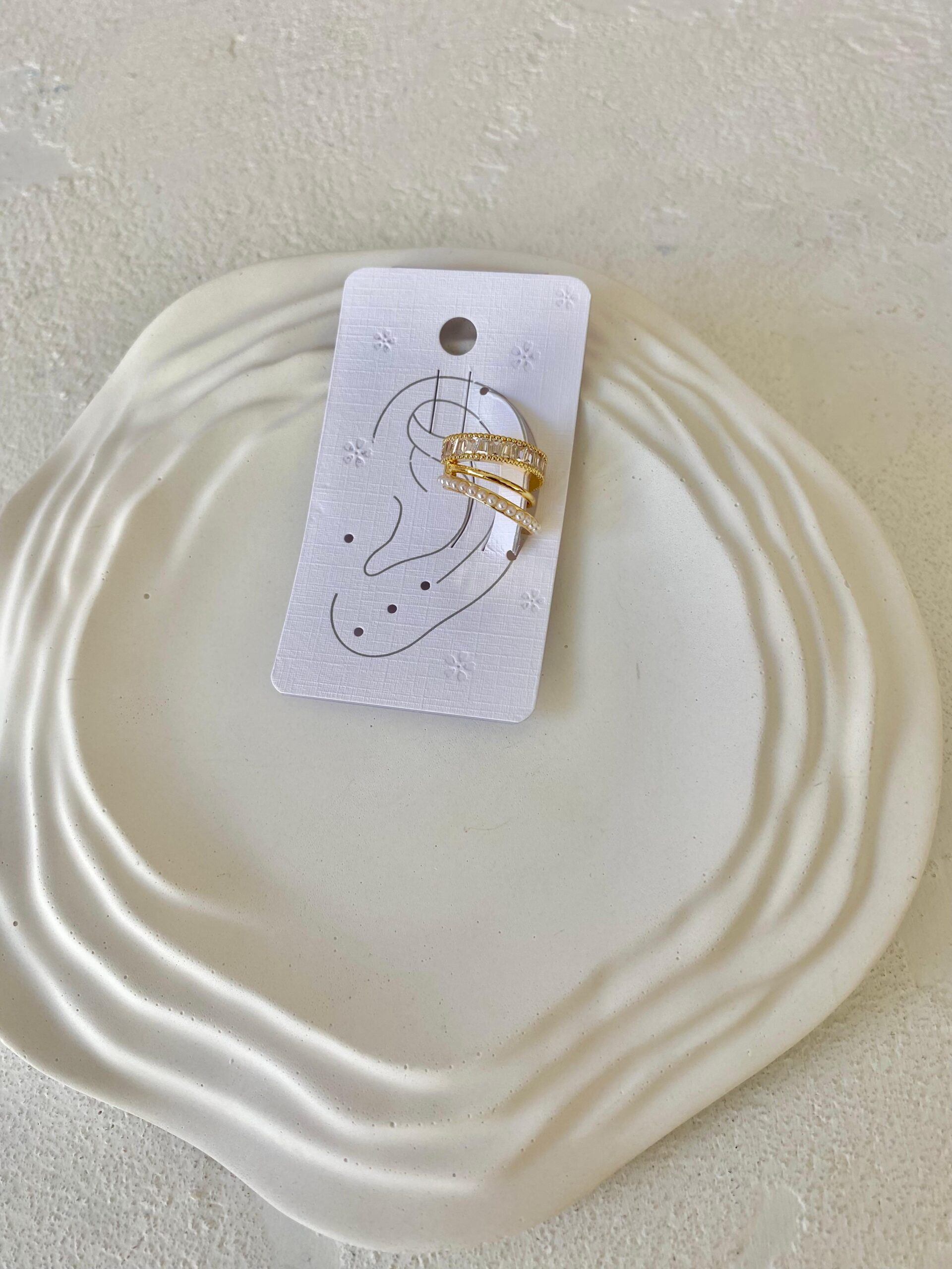 Kristal Taşlı Üçlü Earcuff Kıkırdak Küpe
