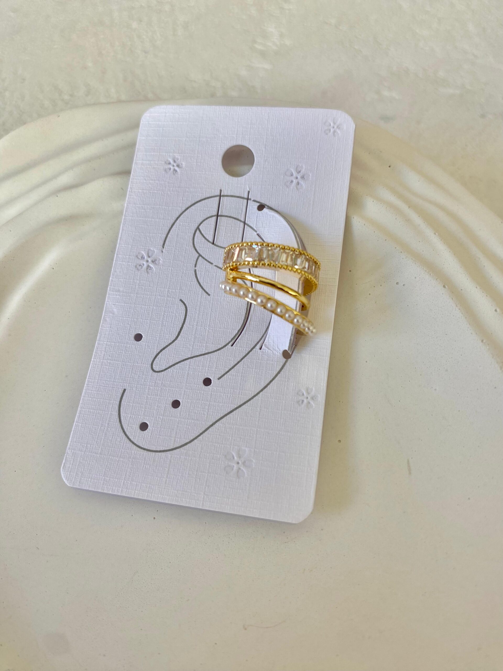 Kristal Taşlı Üçlü Earcuff Kıkırdak Küpe - Görsel 2