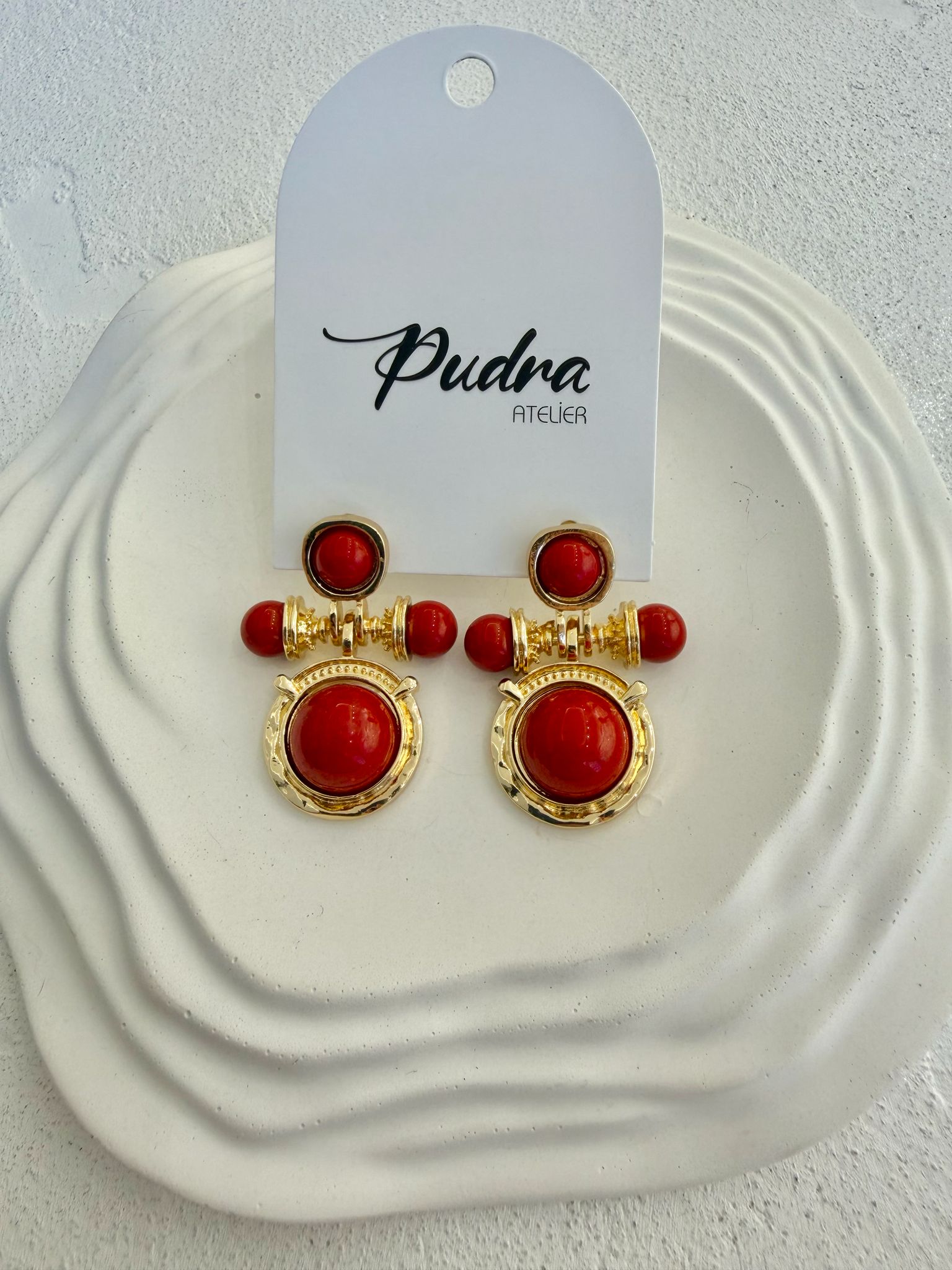 Marka Muadil Vintage Bordo Taşlı Küpe