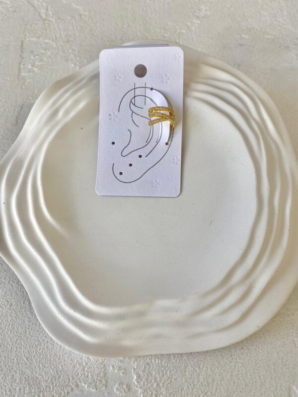 Taşlı Çarpraz Model Earcuff Kıkırdak Küpe