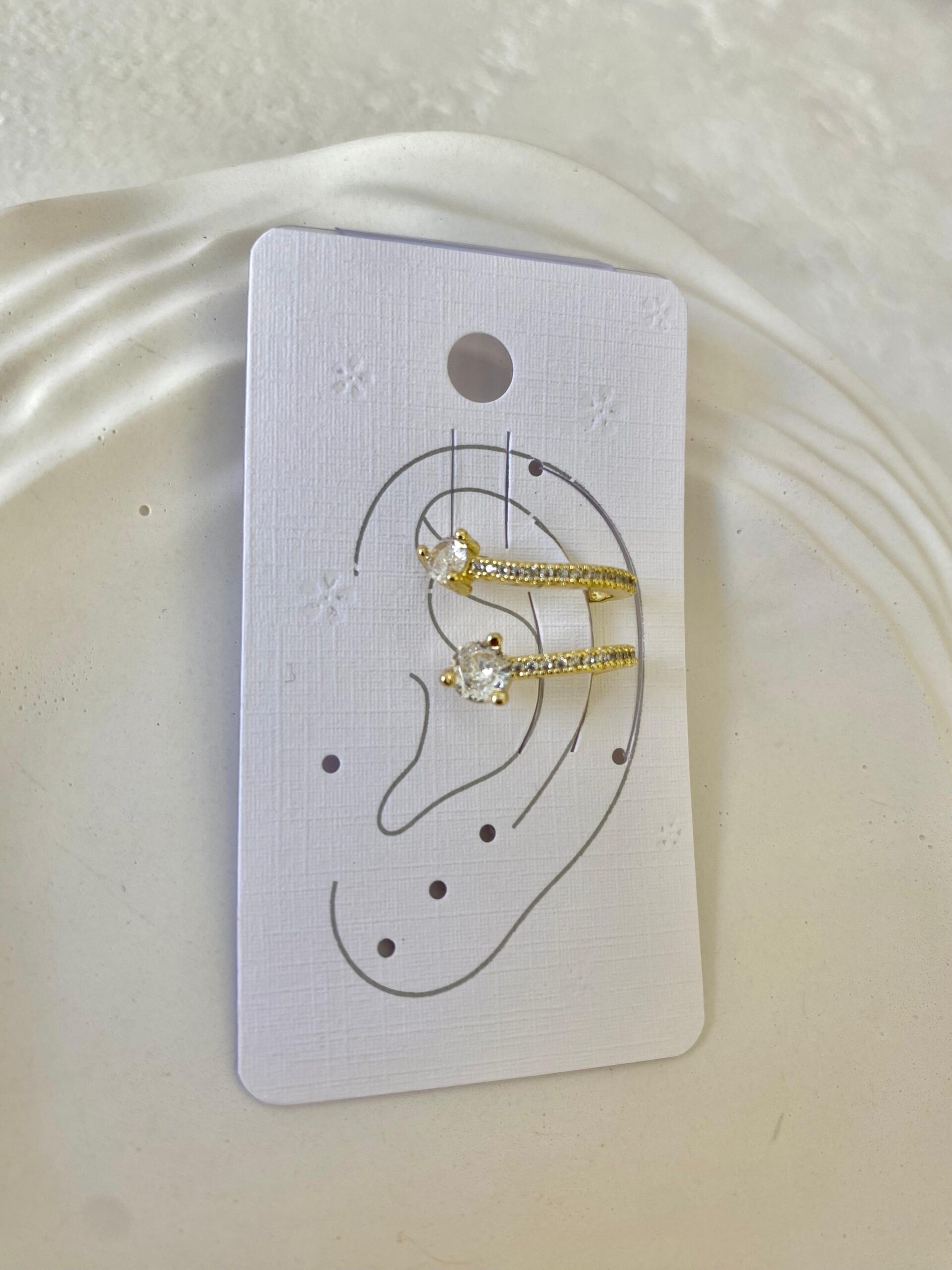 Taşlı İkili Uzantılı Earcuff Kıkırdak Küpe - Görsel 2