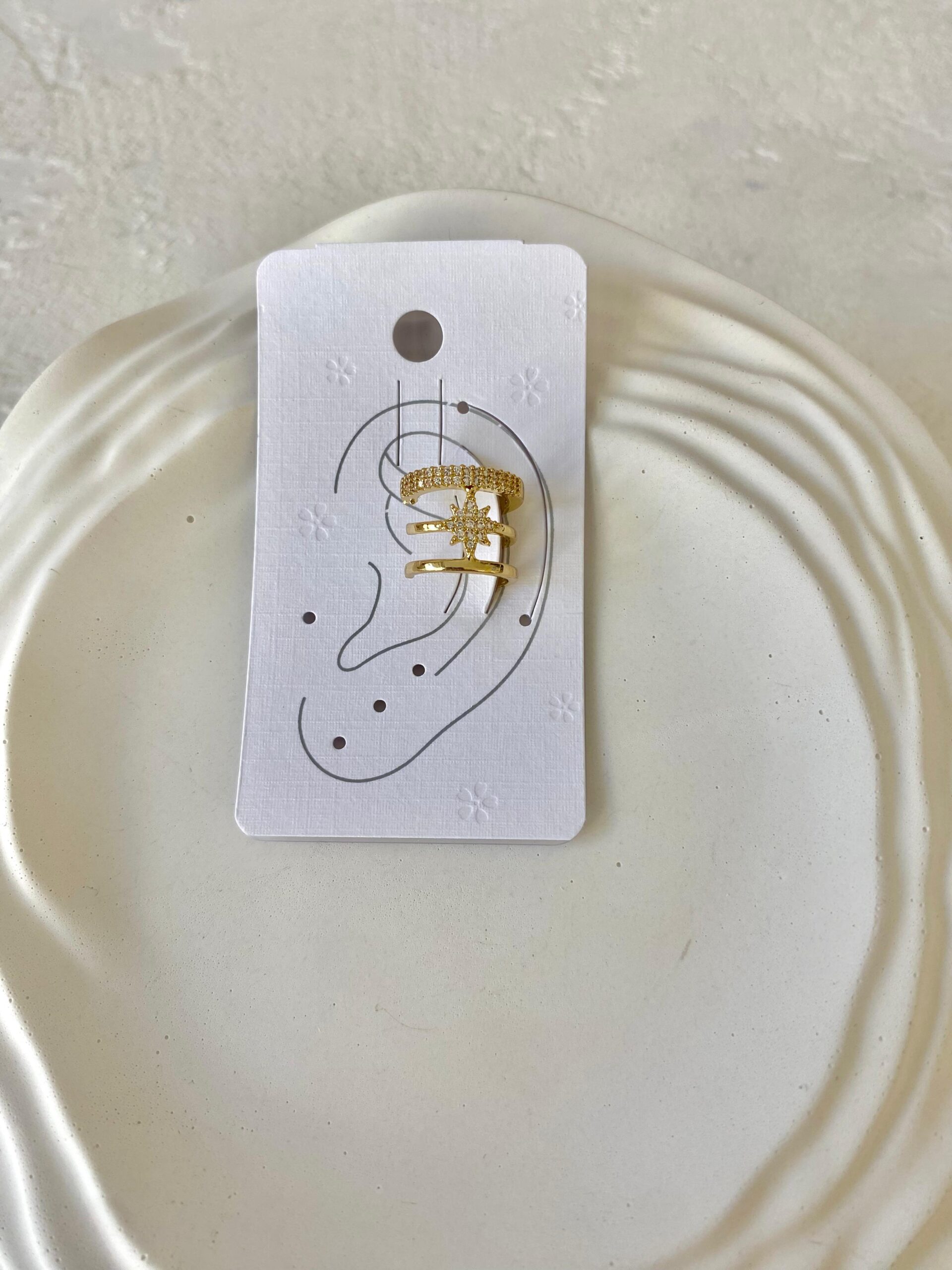 Taşlı Yıldızlı Earcuff Kıkırdak Küpe
