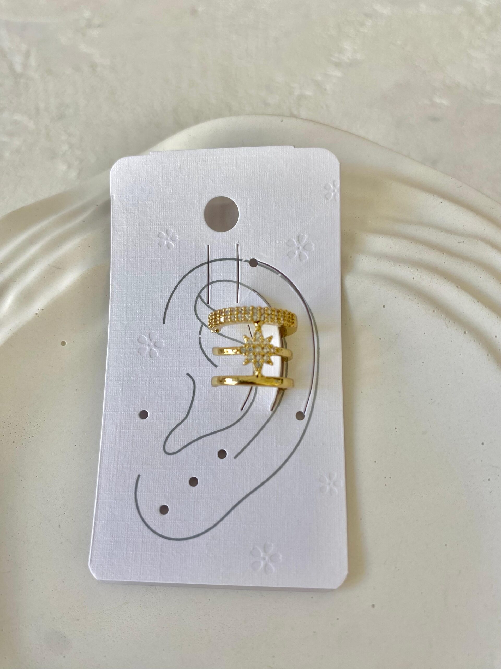 Taşlı Yıldızlı Earcuff Kıkırdak Küpe - Görsel 2
