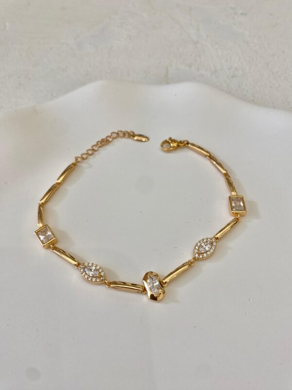 Xuping 14k Rose Gold Geometrik Taşlı Bileklik