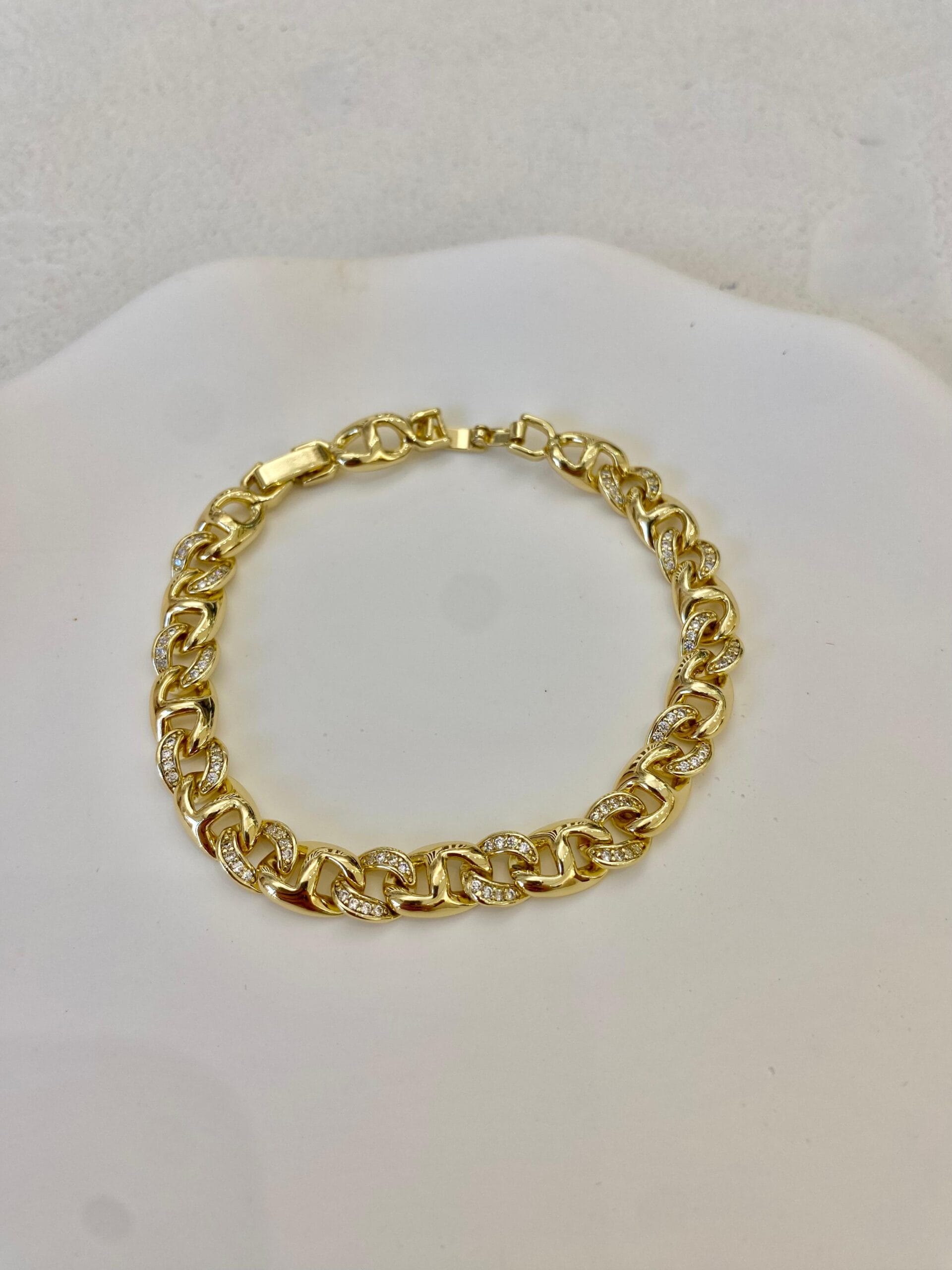 Xuping 14k Taşlı İç İçe Geçen Zincir Bileklik
