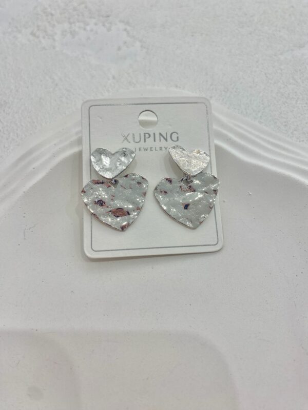 Xuping İkili Kalpli Çelik Küpe