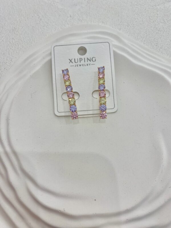 Xuping Renkli Taşlı Sallantılı Rose Gold Çelik Küpe