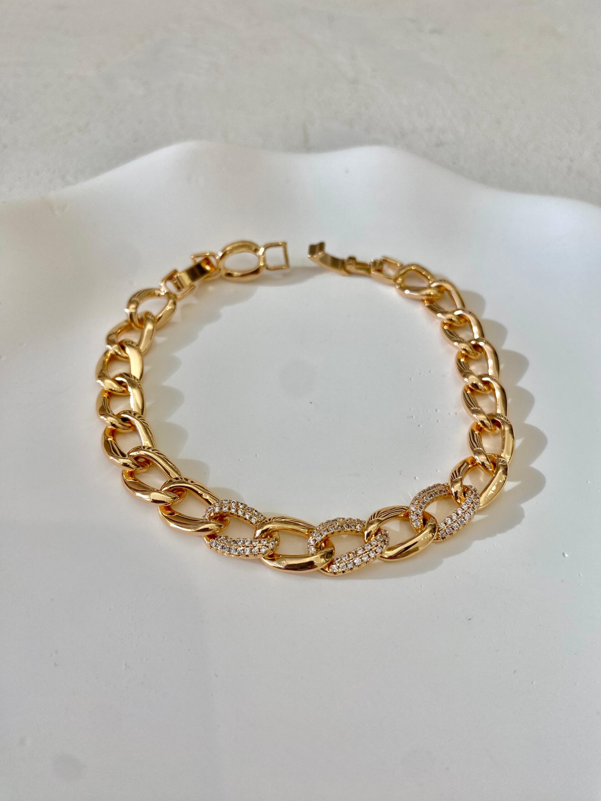 Xuping 14k Rose Gold Taşlı Zincir Bileklik