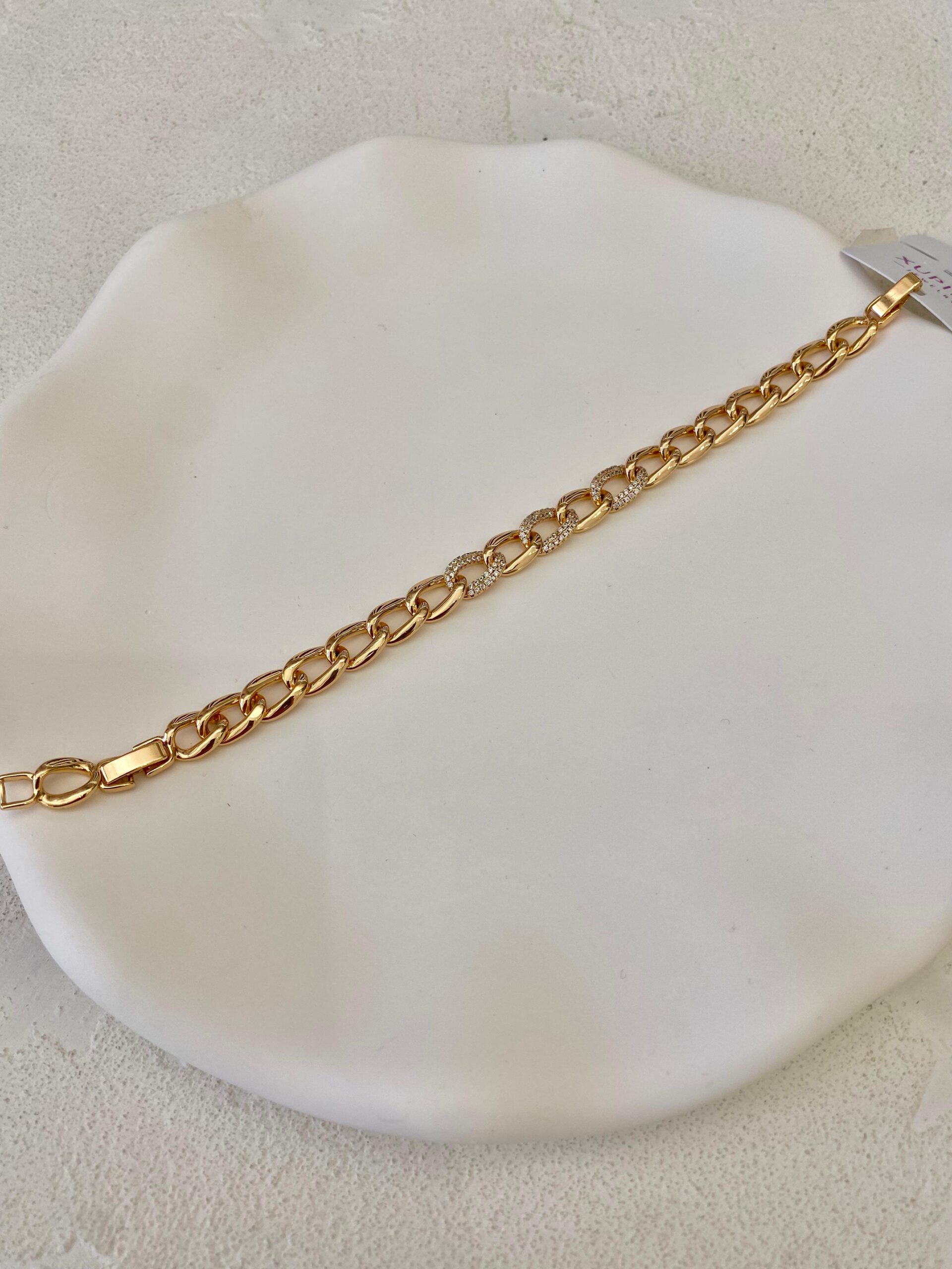 Xuping 14k Rose Gold Taşlı Zincir Bileklik - Görsel 2