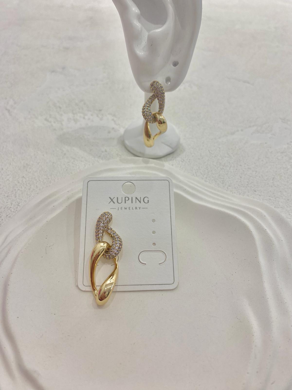 Xuping Taşlı Burgu Model Çelik Küpe - Görsel 3