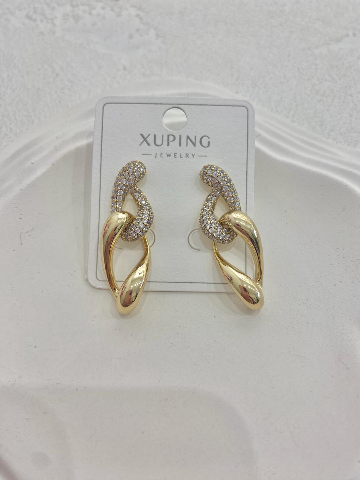 Xuping Taşlı Burgu Model Çelik Küpe - Görsel 2