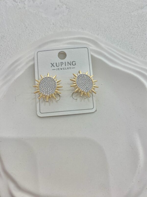 Xuping Taşlı Güneş Figürlü Rose Gold Çelik Küpe