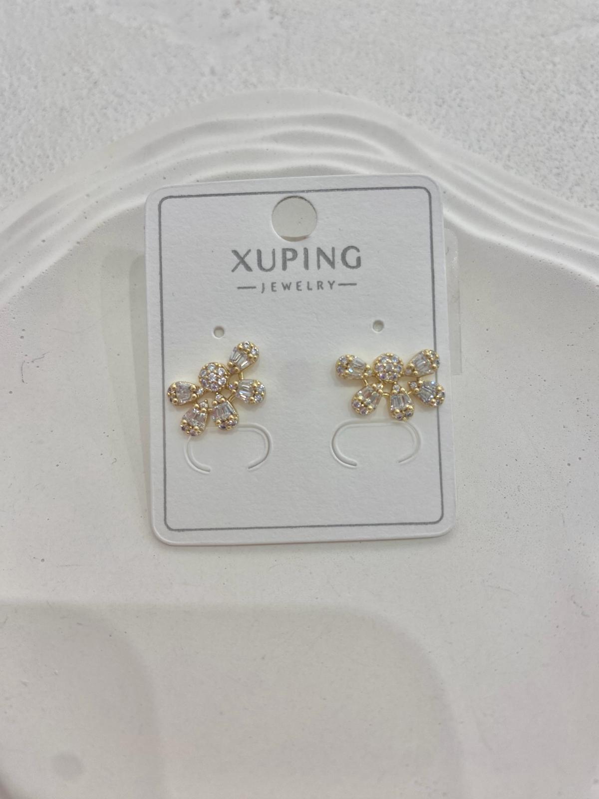 Xuping Taşlı Yarım Çiçek Model Çelik Küpe - Görsel 2