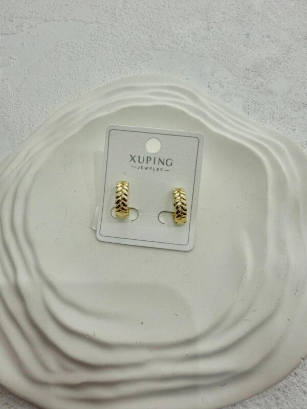 Xuping 14k Başak Model Halka Çelik Küpe