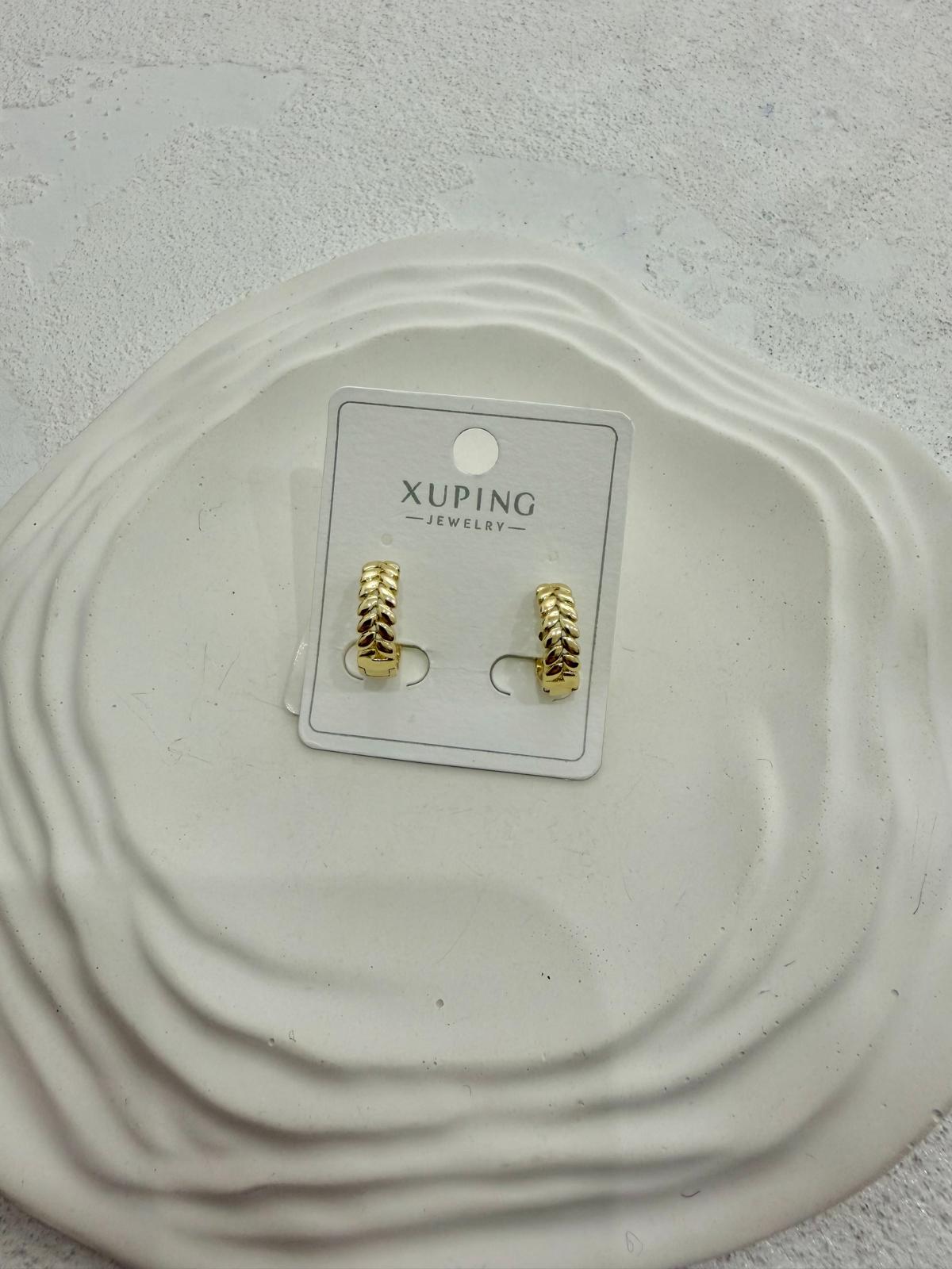 Xuping 14k Başak Model Halka Çelik Küpe