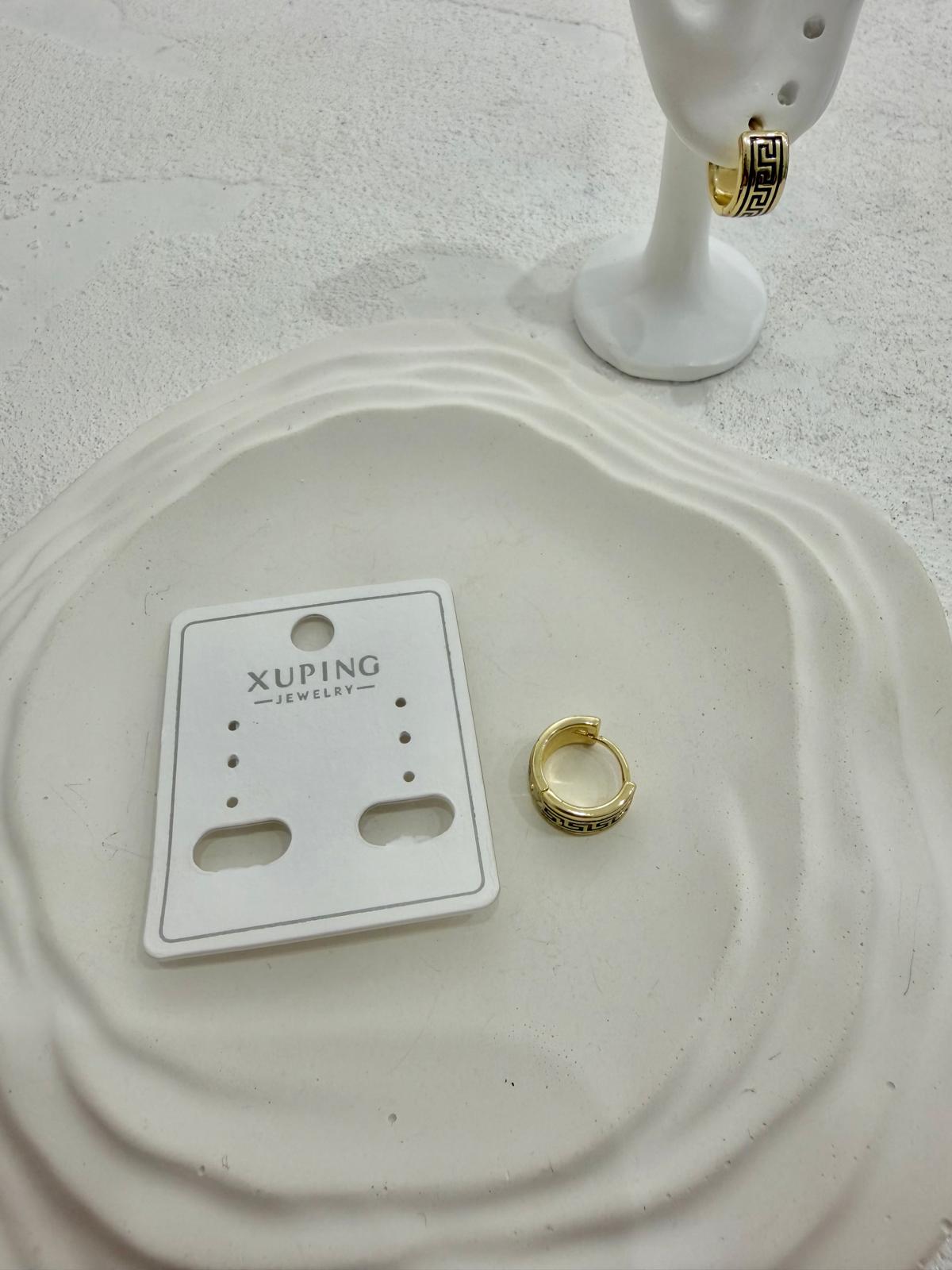 Xuping 14k Çizgi Desenli Çelik Halka Küpe - Görsel 2