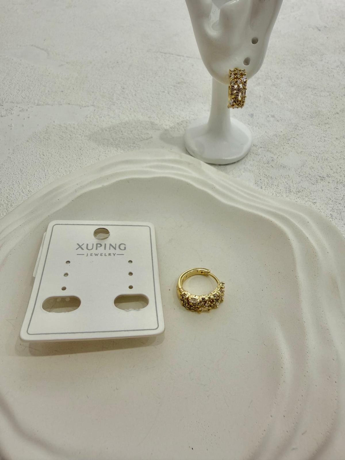 Xuping 14k Kristal Taşlı Çelik Halka Küpe - Görsel 2