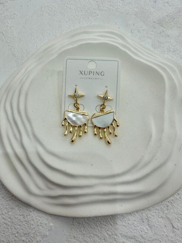 Xuping 14k Sedefli Akan Kalp Çelik Küpe