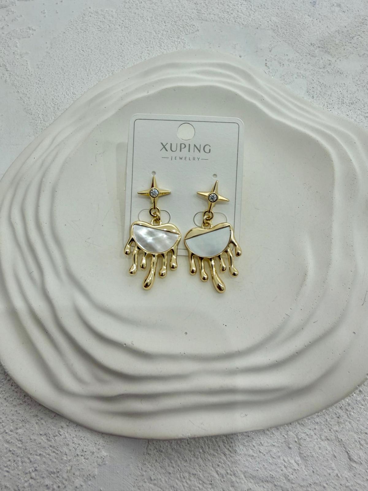 Xuping 14k Sedefli Akan Kalp Çelik Küpe