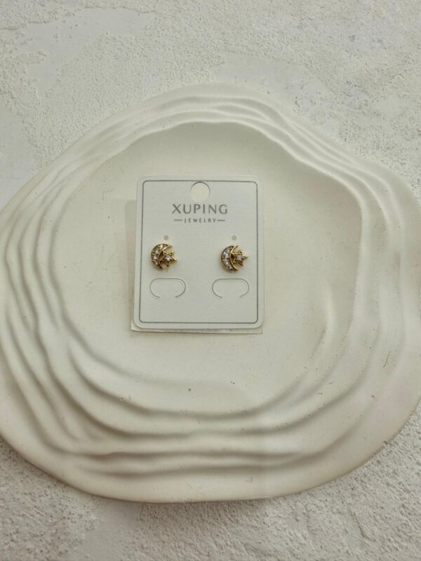 Xuping 14k Taşlı Ay Yıldız Çelik Küpe