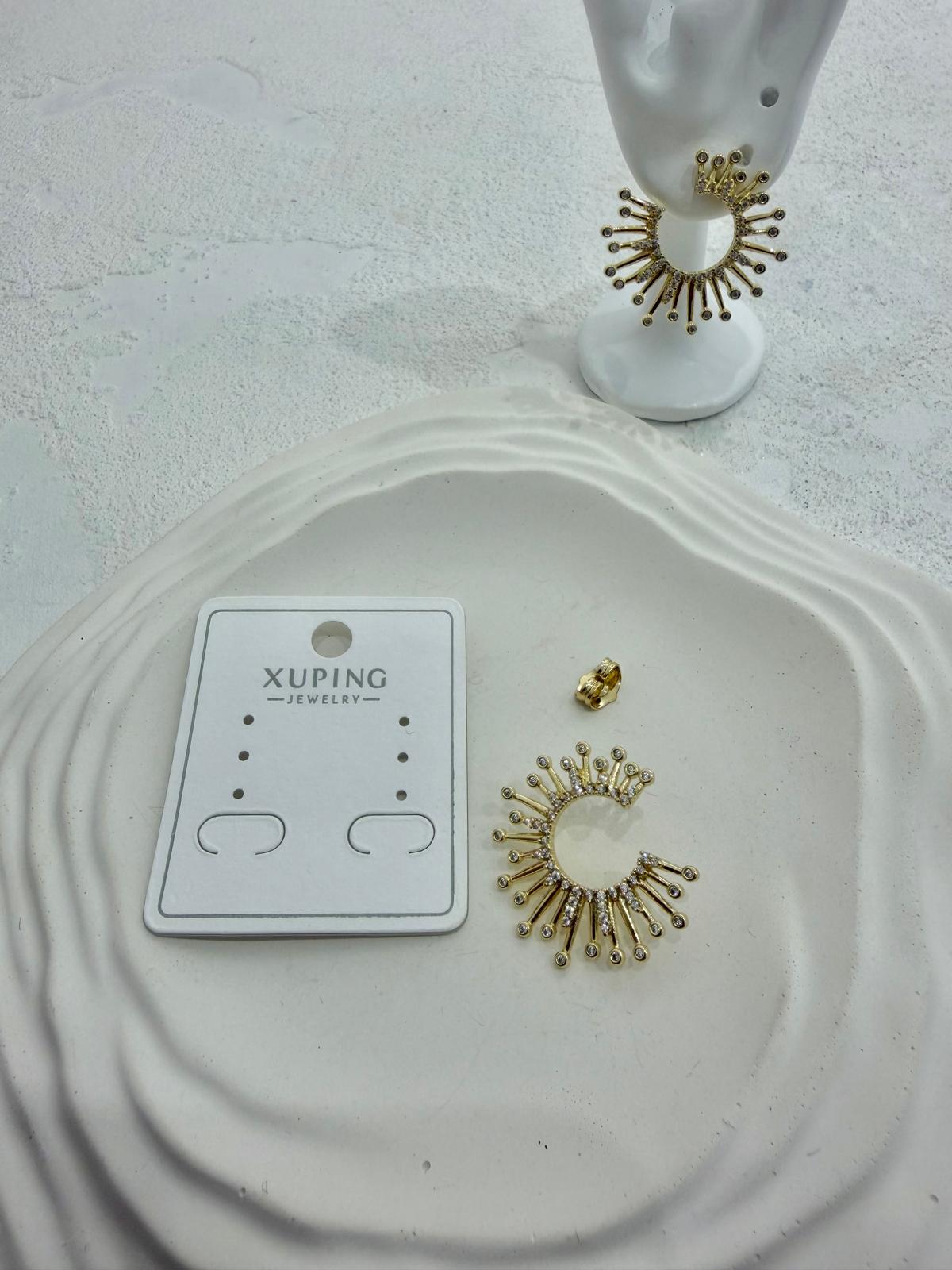 Xuping 14k Taşlı Güneş Model Çelik Küpe - Görsel 2