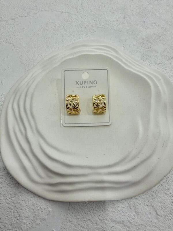 Xuping 14k Yaprak Model Taşlı Çelik Küpe