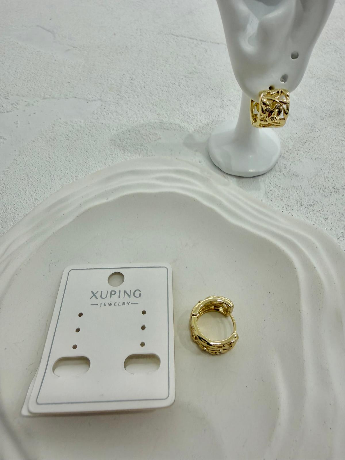 Xuping 14k Yaprak Model Taşlı Çelik Küpe - Görsel 2