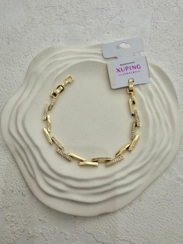 Xuping 14k Zikzak Model Taşlı Bileklik