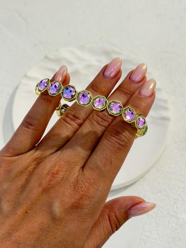 Pembe Pastel Işıltılı Kristal Taşlı Bileklik