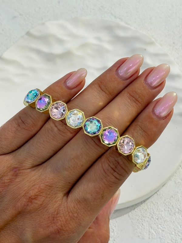 Renkli Pastel Işıltılı Kristal Taşlı Bileklik