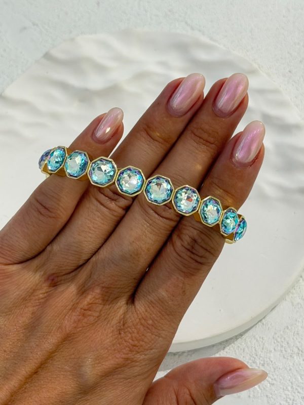 Mavi Pastel Işıltılı Kristal Taşlı Bileklik